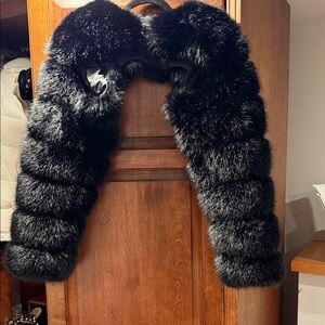 Lux Black Faux Fur Shrug